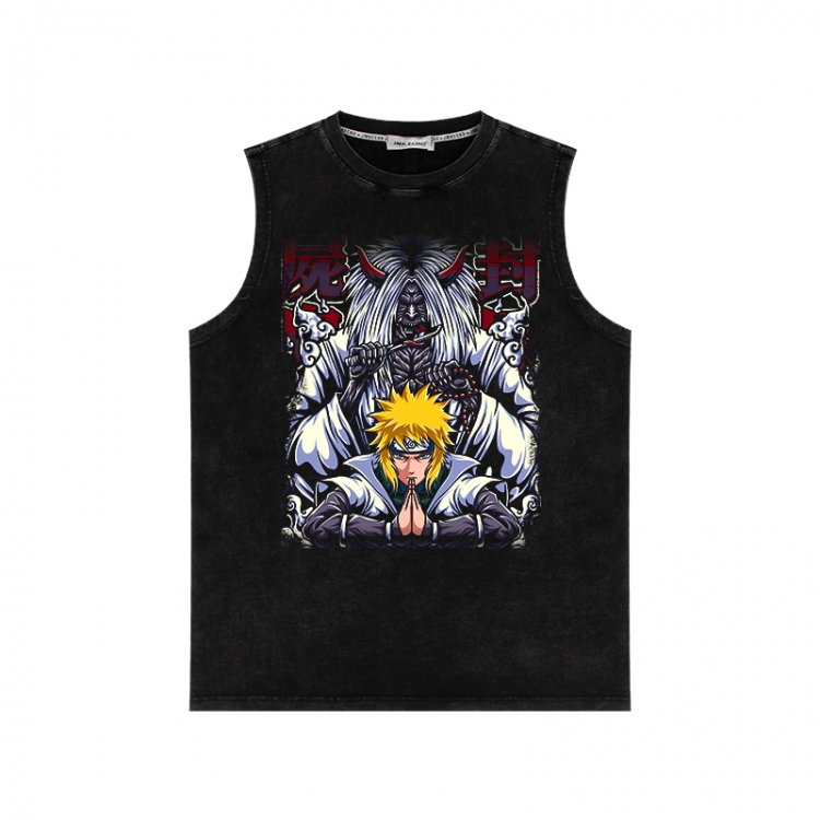 Naruto Anime peripheral washed vest direct spray process 290g from S to 2XL