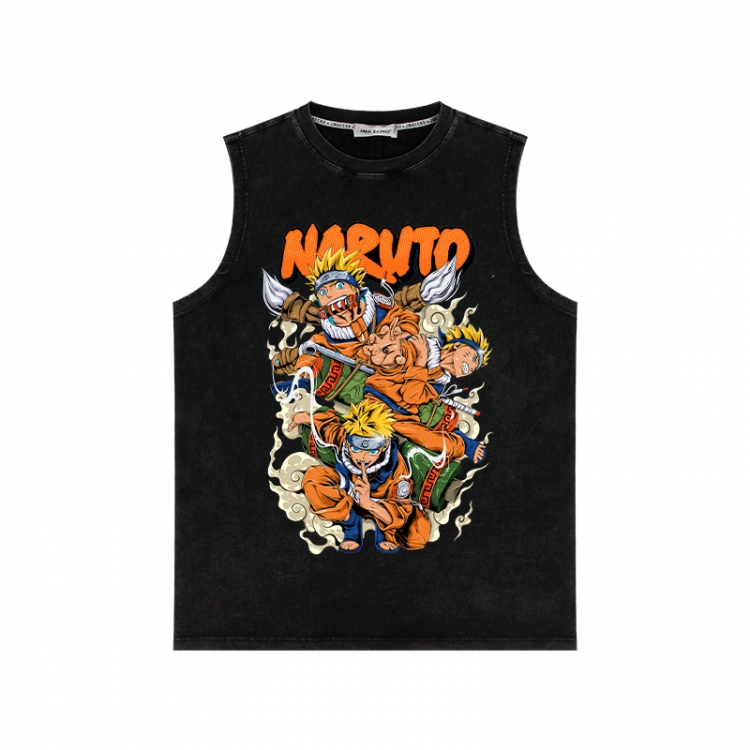 Naruto Anime peripheral washed vest direct spray process 290g from S to 2XL