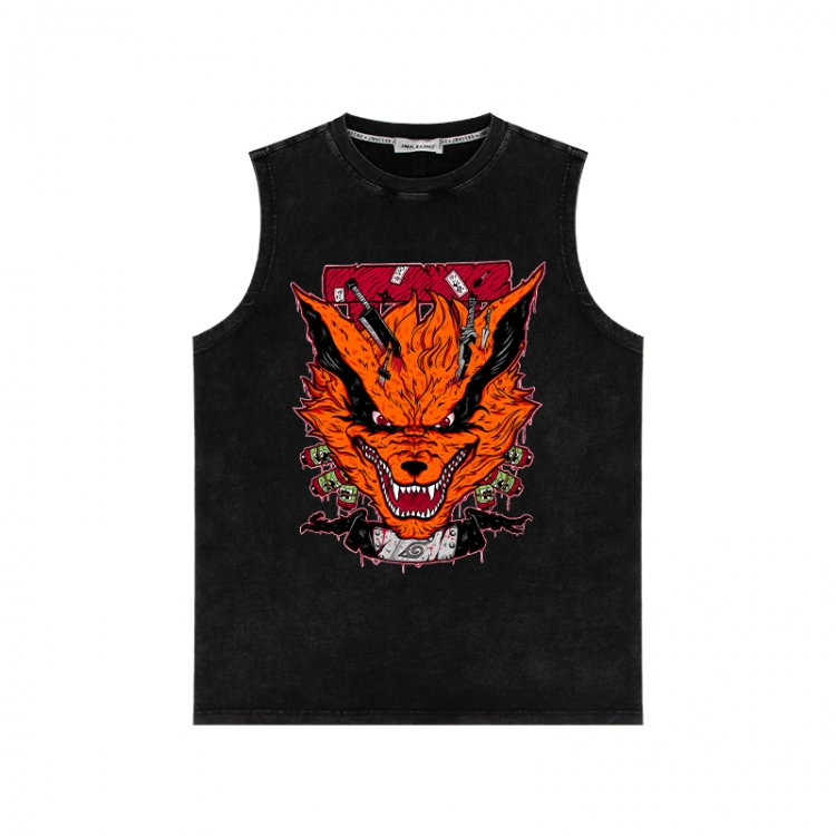 Naruto Anime peripheral washed vest direct spray process 290g from S to 2XL