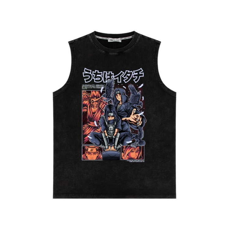 Naruto Anime peripheral washed vest direct spray process 290g from S to 2XL