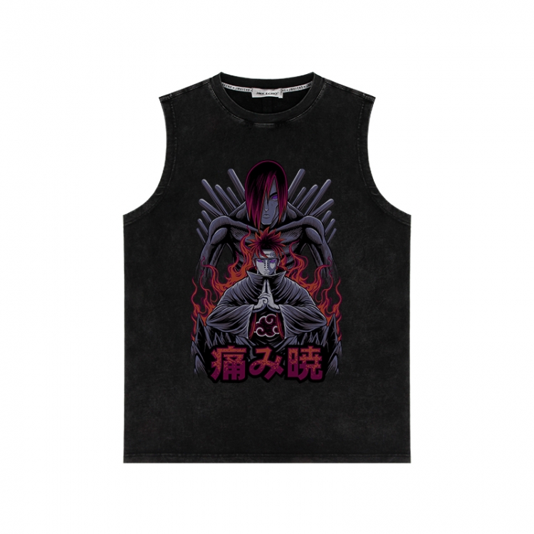 Naruto Anime peripheral washed vest direct spray process 290g from S to 2XL