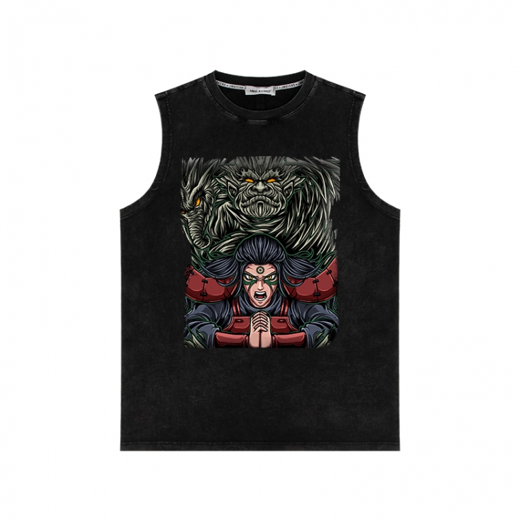 Naruto Anime peripheral washed vest direct spray process 290g from S to 2XL