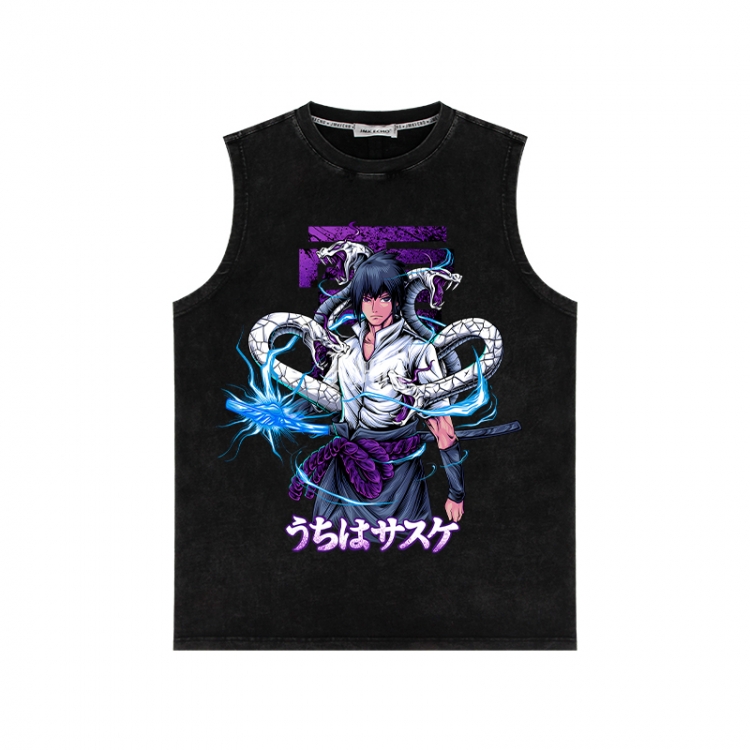 Naruto Anime peripheral washed vest direct spray process 290g from S to 2XL