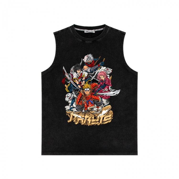 Naruto Anime peripheral washed vest direct spray process 290g from S to 2XL