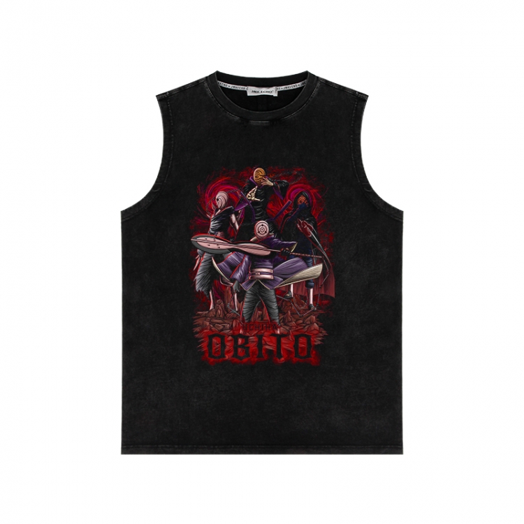 Naruto Anime peripheral washed vest direct spray process 290g from S to 2XL