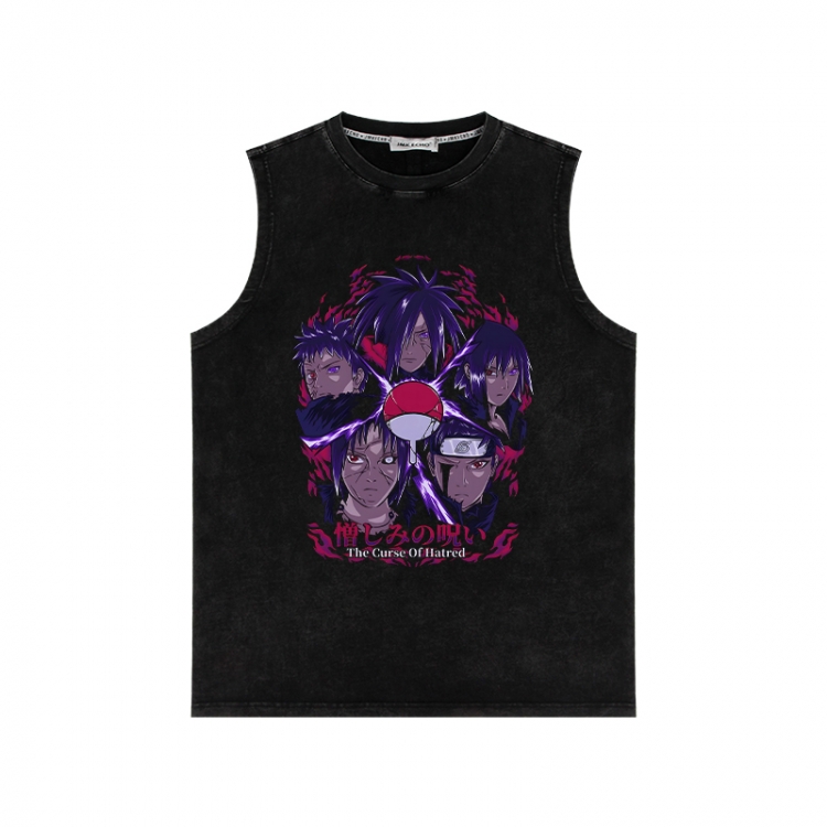 Naruto Anime peripheral washed vest direct spray process 290g from S to 2XL