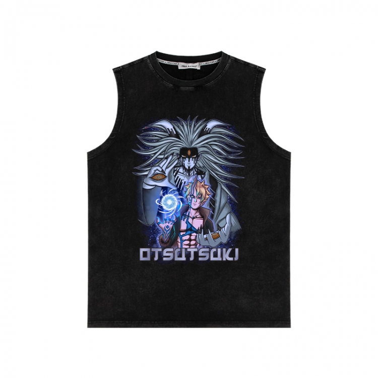 Naruto Anime peripheral washed vest direct spray process 290g from S to 2XL