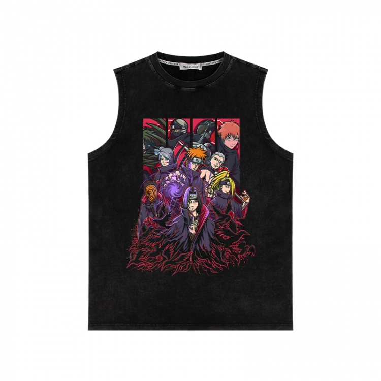 Naruto Anime peripheral washed vest direct spray process 290g from S to 2XL