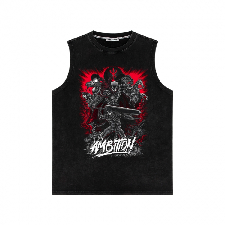 Berserk Anime peripheral washed vest direct spray process 290g from S to 2XL