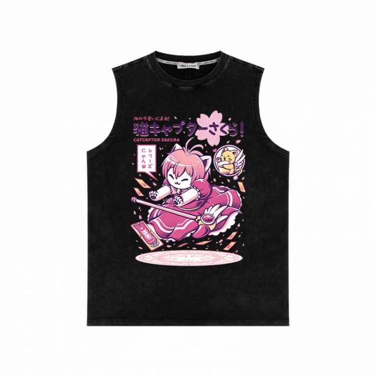 sailormoon Anime peripheral washed vest direct spray process 290g from S to 2XL