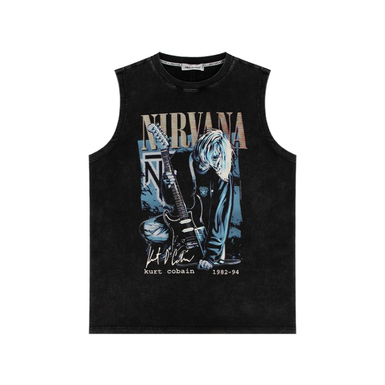 Nirvana Band Anime peripheral washed vest direct spray process 290g from S to 2XL