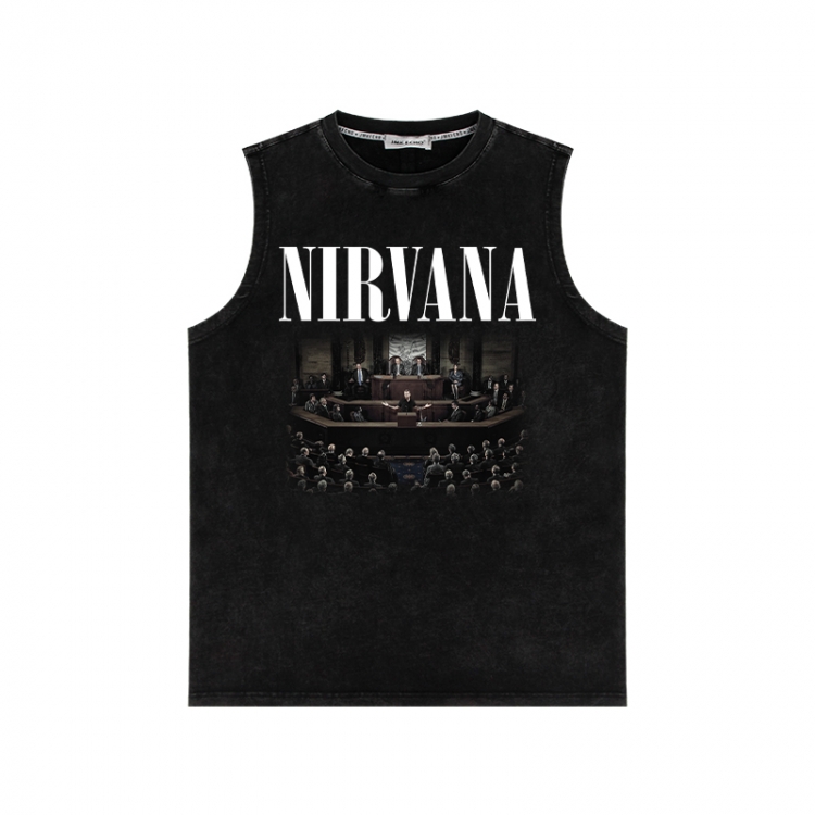 Nirvana Band Anime peripheral washed vest direct spray process 290g from S to 2XL