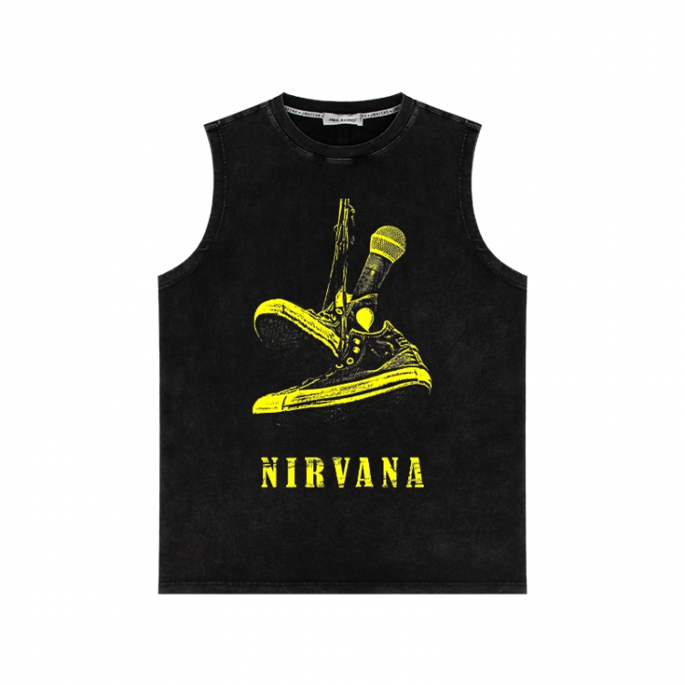 Nirvana Band Anime peripheral washed vest direct spray process 290g from S to 2XL