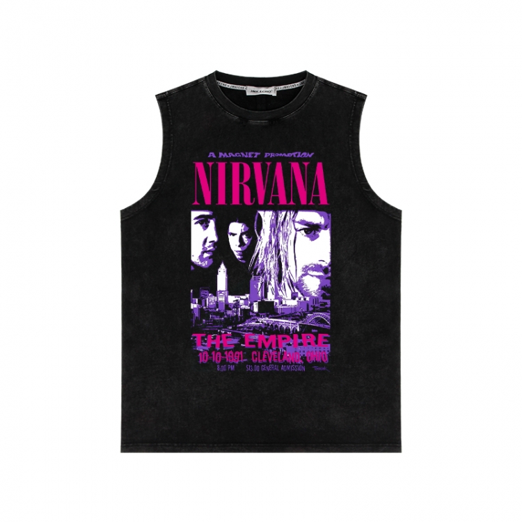 Nirvana Band Anime peripheral washed vest direct spray process 290g from S to 2XL