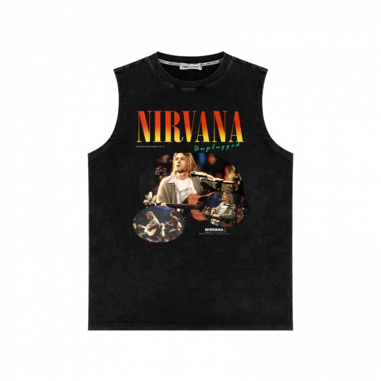 Nirvana Band Anime peripheral washed vest direct spray process 290g from S to 2XL