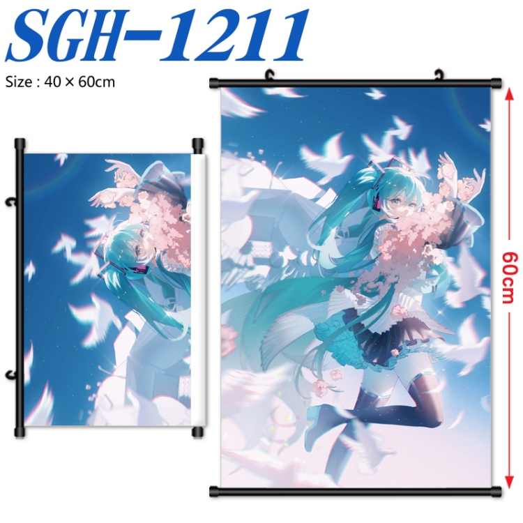 Hatsune Miku Anime digital printed pole style hanging picture Wall Scroll 40x60cm  SGH-1211