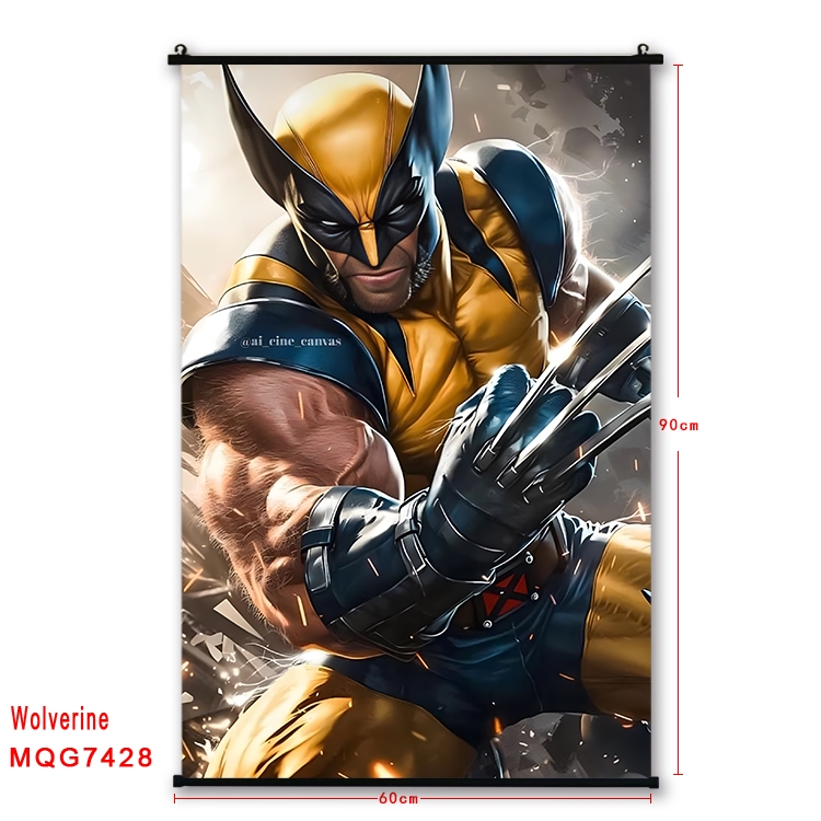 Wolverine Anime black Plastic rod Cloth painting Wall Scroll 60X90CM MQG7428