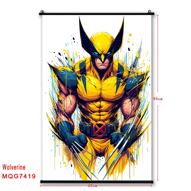 Wolverine Anime black Plastic rod Cloth painting Wall Scroll 60X90CM MQG7419