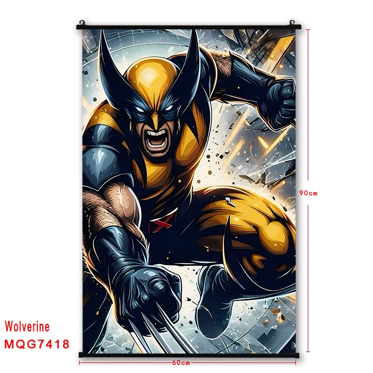 Wolverine Anime black Plastic rod Cloth painting Wall Scroll 60X90CM  MQG7418