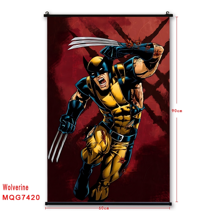 Wolverine Anime black Plastic rod Cloth painting Wall Scroll 60X90CM  MQG7420