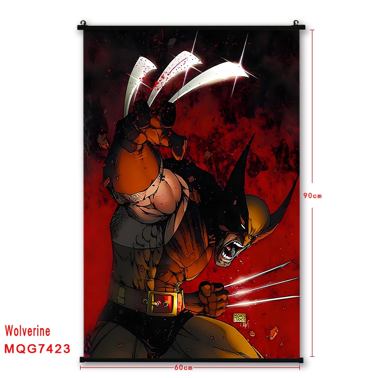 Wolverine Anime black Plastic rod Cloth painting Wall Scroll 60X90CM  MQG7423