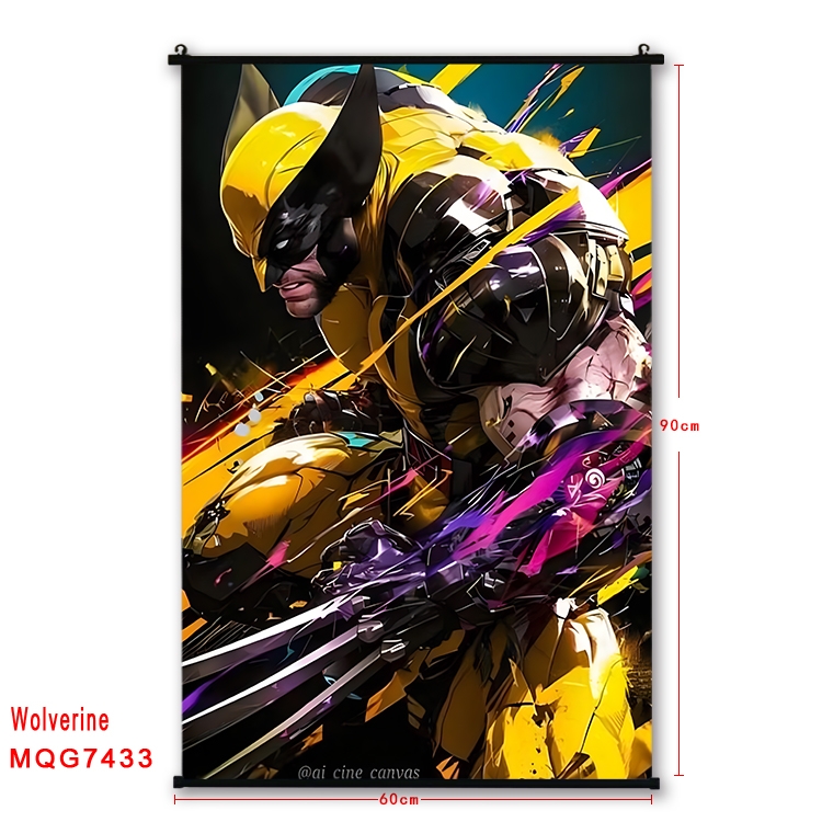 Wolverine Anime black Plastic rod Cloth painting Wall Scroll 60X90CM   MQG7433