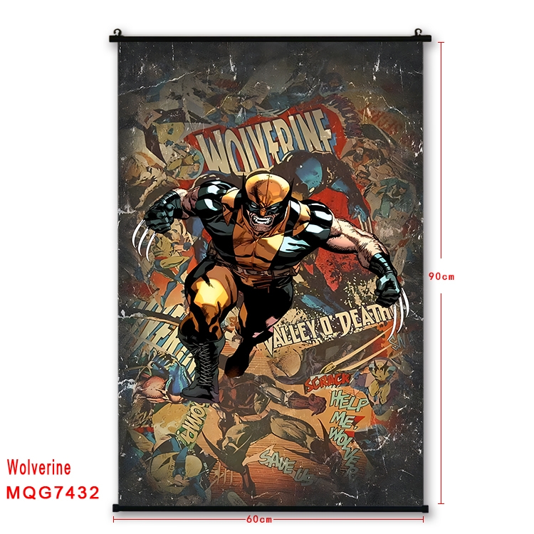 Wolverine Anime black Plastic rod Cloth painting Wall Scroll 60X90CM   MQG7432