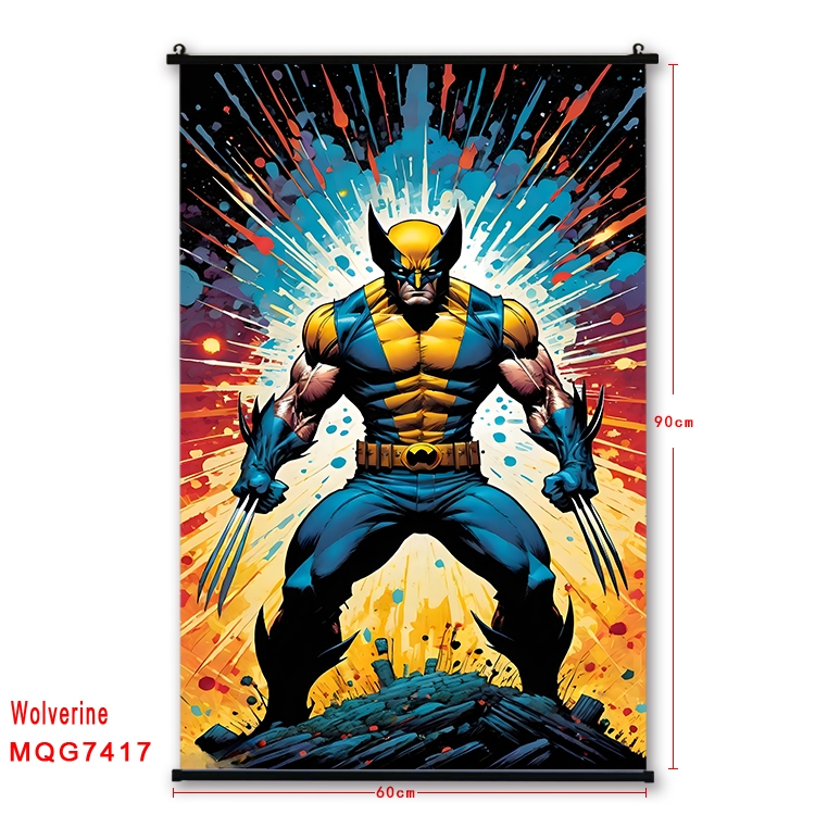 Wolverine Anime black Plastic rod Cloth painting Wall Scroll 60X90CM  MQG7417