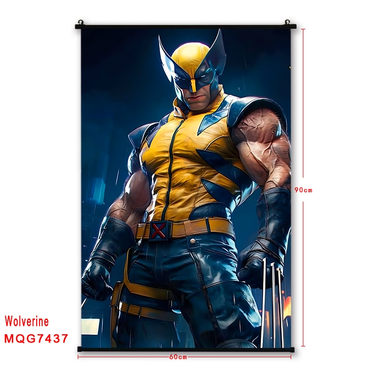 Wolverine Anime black Plastic rod Cloth painting Wall Scroll 60X90CM  MQG7437