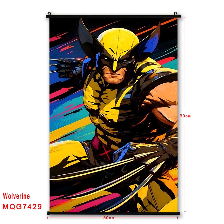 Wolverine Anime black Plastic rod Cloth painting Wall Scroll 60X90CM MQG7429