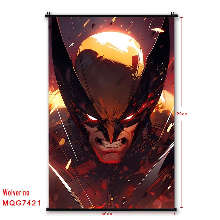 Wolverine Anime black Plastic rod Cloth painting Wall Scroll 60X90CM MQG7421