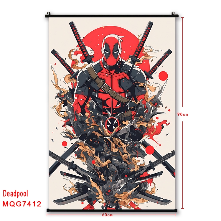 Deadpool Anime black Plastic rod Cloth painting Wall Scroll 60X90CM MQG7412