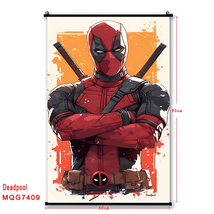 Deadpool Anime black Plastic rod Cloth painting Wall Scroll 60X90CM MQG7409