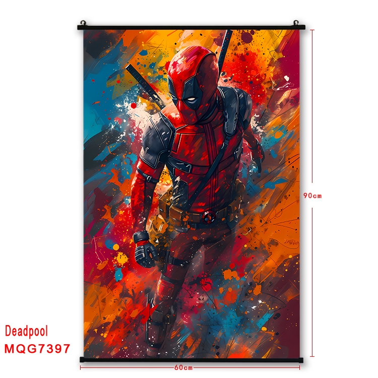 Deadpool Anime black Plastic rod Cloth painting Wall Scroll 60X90CM  MQG7397