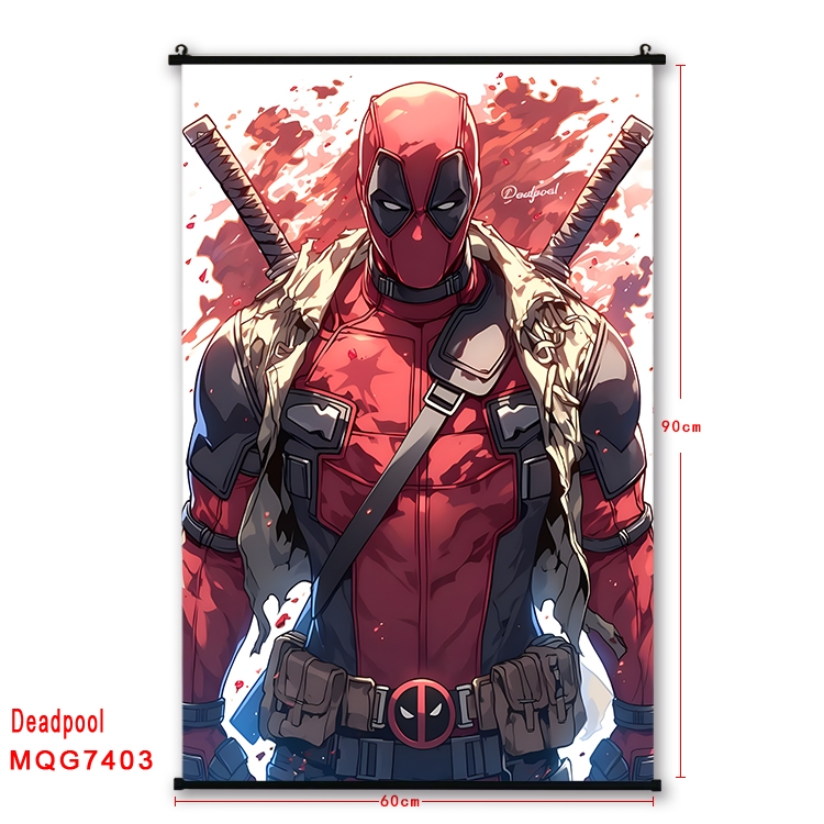 Deadpool Anime black Plastic rod Cloth painting Wall Scroll 60X90CM MQG7403