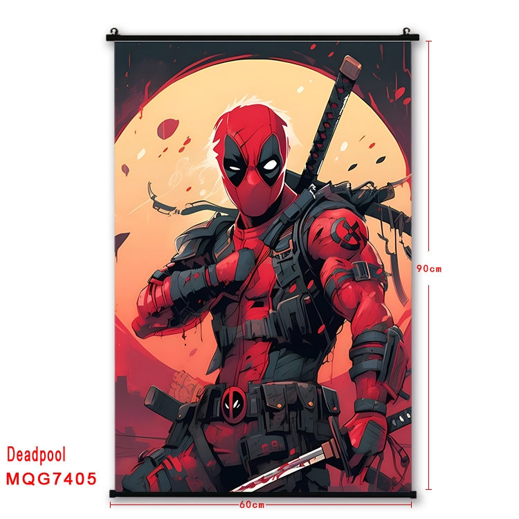 Deadpool Anime black Plastic rod Cloth painting Wall Scroll 60X90CM MQG7405