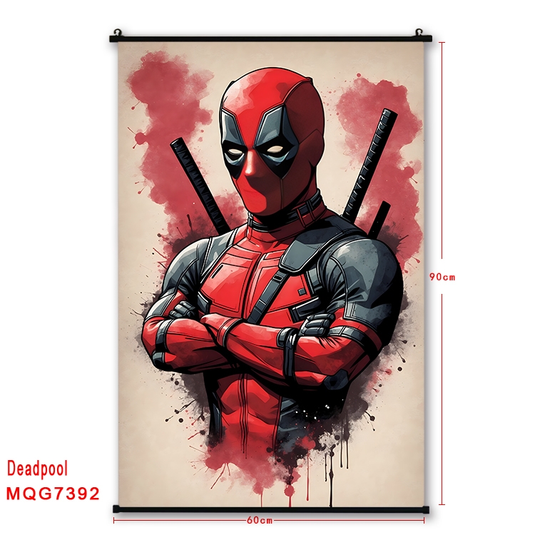 Deadpool Anime black Plastic rod Cloth painting Wall Scroll 60X90CM  MQG7392