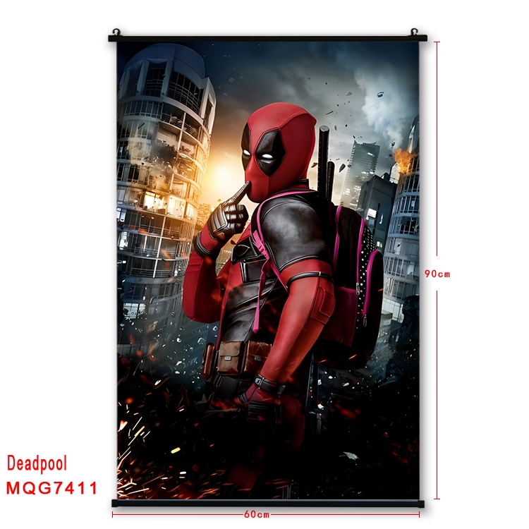 Deadpool Anime black Plastic rod Cloth painting Wall Scroll 60X90CM  MQG7411