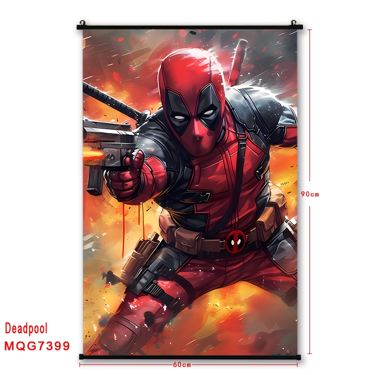 Deadpool Anime black Plastic rod Cloth painting Wall Scroll 60X90CM MQG7399