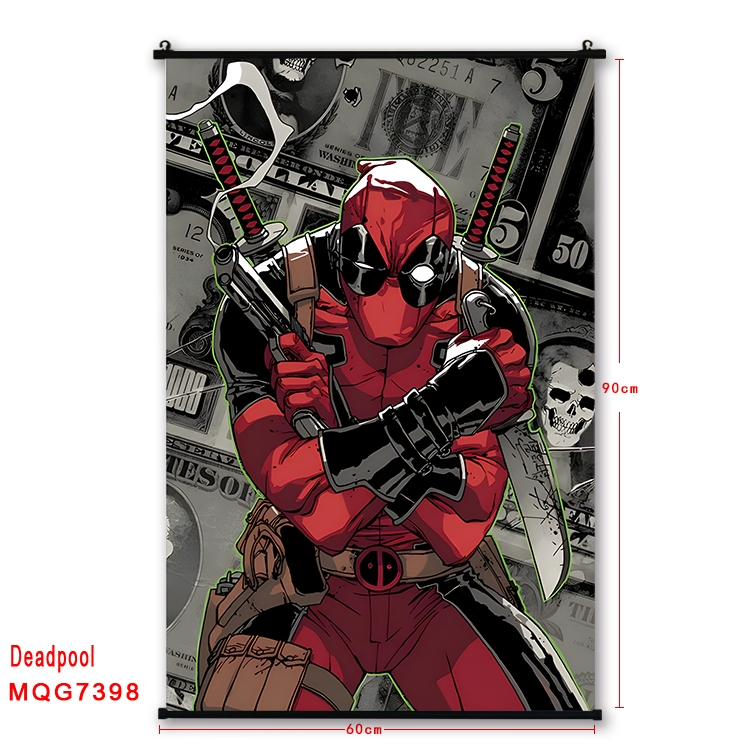 Deadpool Anime black Plastic rod Cloth painting Wall Scroll 60X90CM  MQG7398