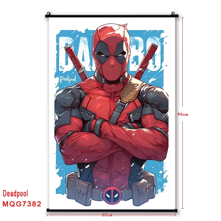 Deadpool Anime black Plastic rod Cloth painting Wall Scroll 60X90CM MQG7382