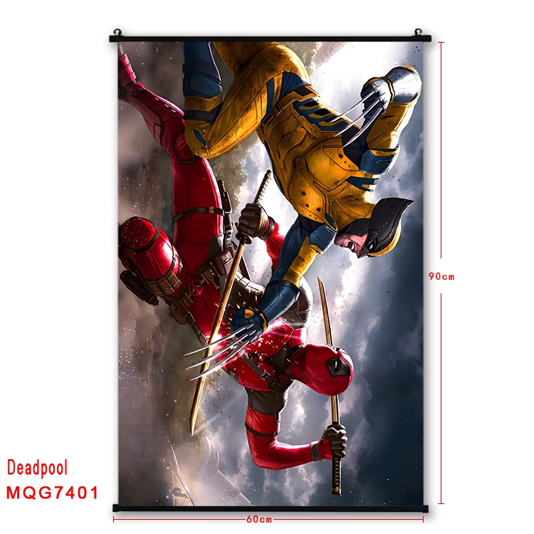 Deadpool Anime black Plastic rod Cloth painting Wall Scroll 60X90CM  MQG7401