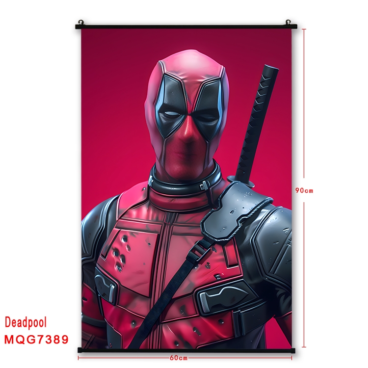 Deadpool Anime black Plastic rod Cloth painting Wall Scroll 60X90CM  MQG7389