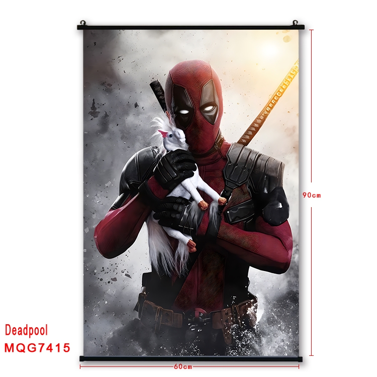 Deadpool Anime black Plastic rod Cloth painting Wall Scroll 60X90CM  MQG7415