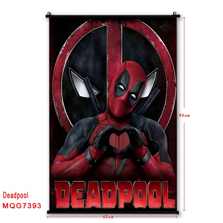 Deadpool Anime black Plastic rod Cloth painting Wall Scroll 60X90CM  MQG7393