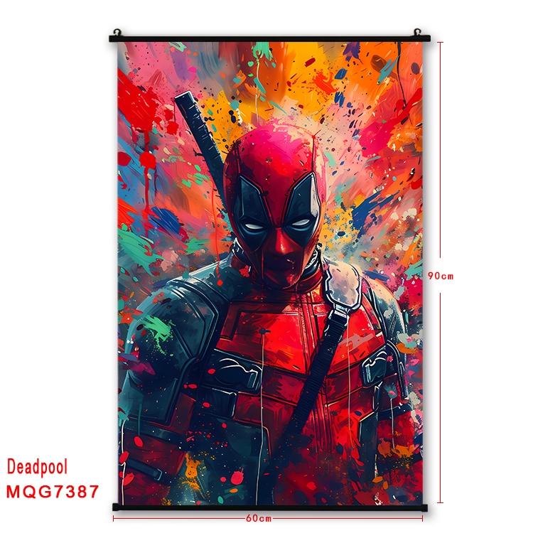 Deadpool Anime black Plastic rod Cloth painting Wall Scroll 60X90CM MQG7387