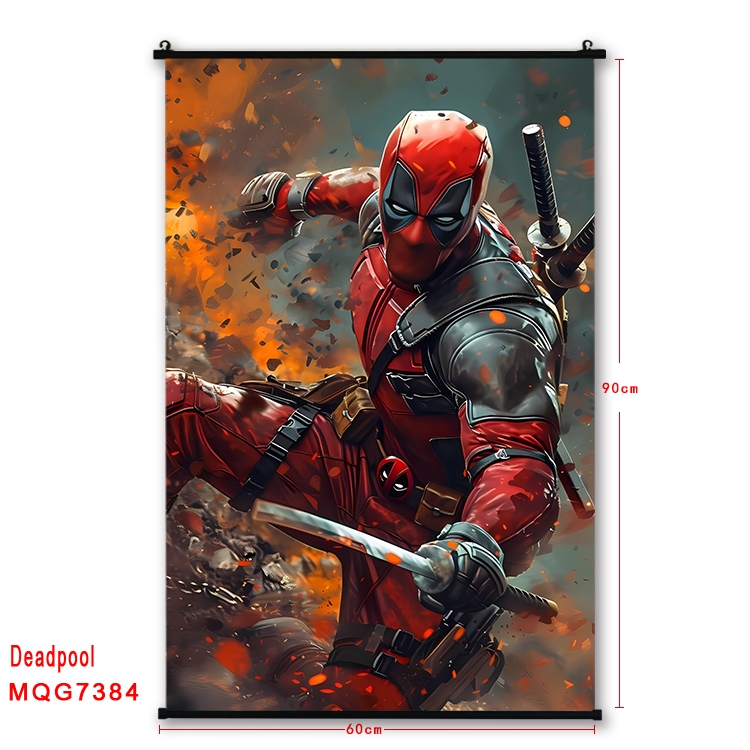 Deadpool Anime black Plastic rod Cloth painting Wall Scroll 60X90CM   MQG7384