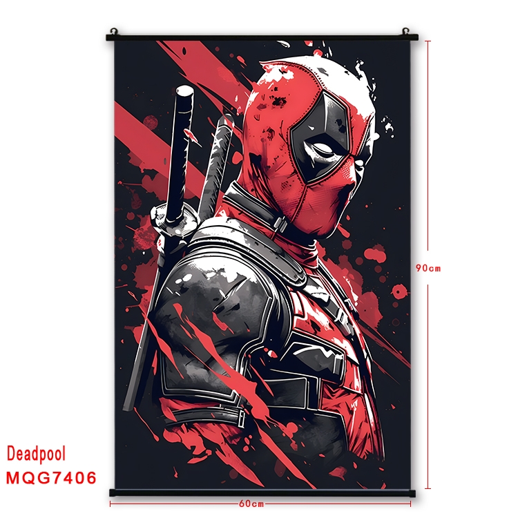 Deadpool Anime black Plastic rod Cloth painting Wall Scroll 60X90CM MQG7406