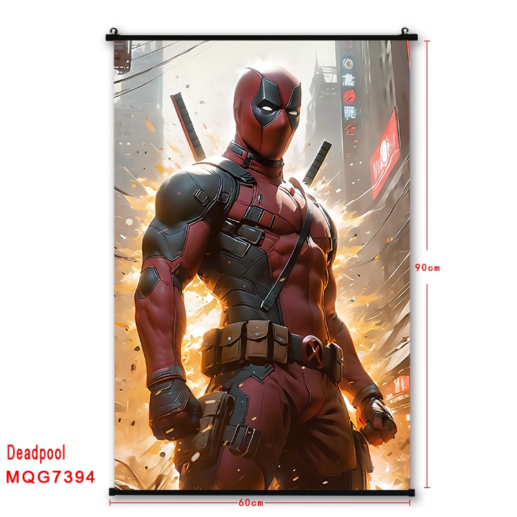 Deadpool Anime black Plastic rod Cloth painting Wall Scroll 60X90CM MQG7394