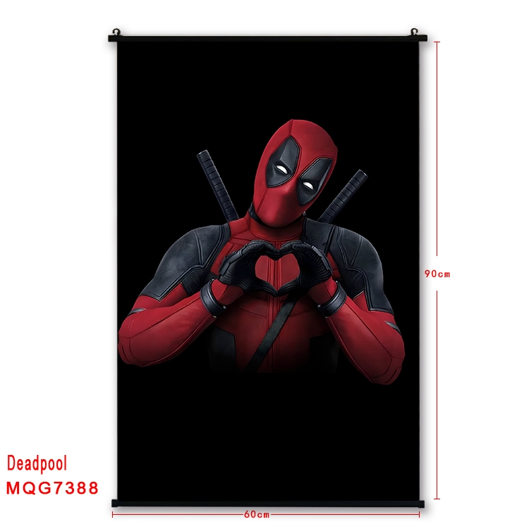 Deadpool Anime black Plastic rod Cloth painting Wall Scroll 60X90CM  MQG7388